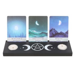 Black Triple Moon Tarot Card Stand Tealight Holder Black Triple Moon Tarot Card Stand Tealight Holder